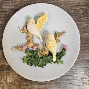Vintage 3D World Bazars Plate with Yellow Canaries -- ITEM #